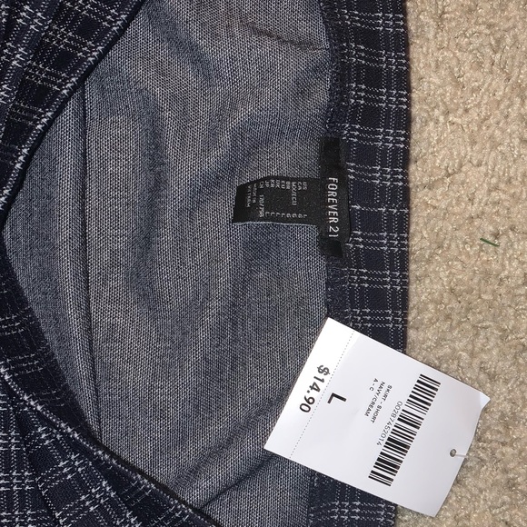 Navy plaid mini pencil skirt - Picture 2 of 2